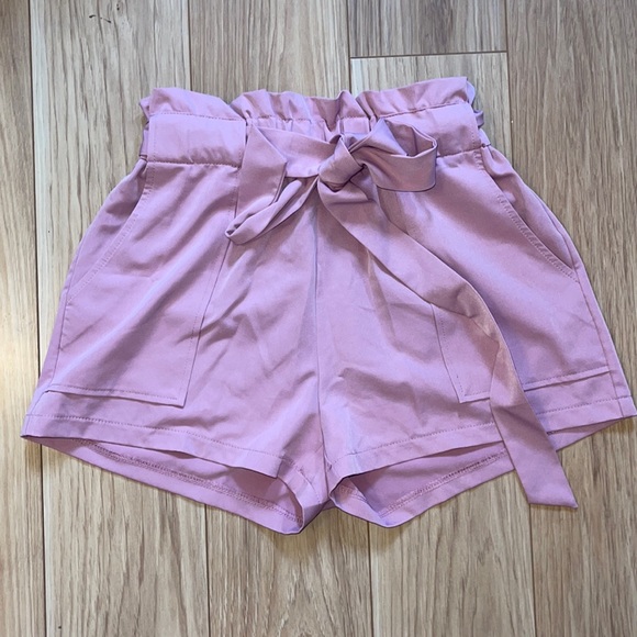 Windsor Mauve Paper Bag Shorts Stretchy Waistband - Picture 1 of 2